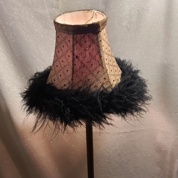Faux Fur Rimmed Small Lamp - Picture 6 of 9